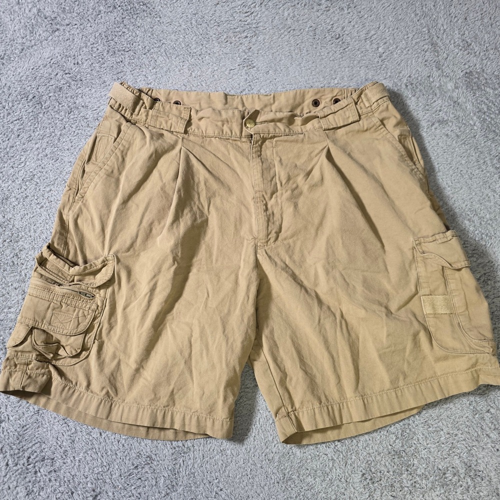 Outer Rim Mens 38W Cargo Shorts Tan Pleated Utility Multi-Pocket Cotton 3597